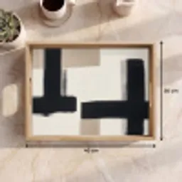Zwart - Abstract - Japandi Dienblad Rechthoek middel -USP_Formaat
