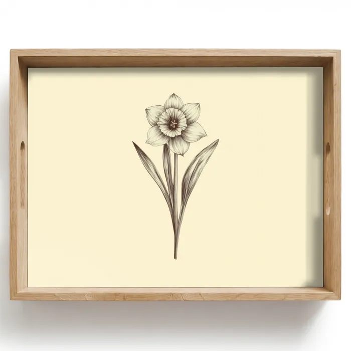 Zwart - Narcis - Illustratie Dienblad Rechthoek middel -z3d_shopping