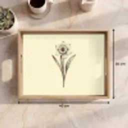 Zwart - Narcis - Illustratie Dienblad Rechthoek middel -USP_Formaat