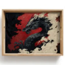 Zwarte draak - Rookwolken - Rood Dienblad Rechthoek middel -z3d_shopping