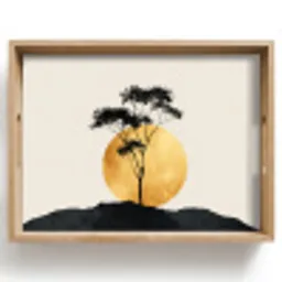 Zwarte boom - Gouden cirkel - Heuvel Dienblad Rechthoek middel -z3d_shopping