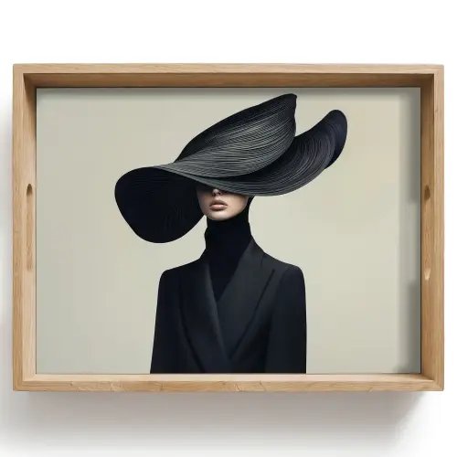 Zwart - Vrouw - Hoed Dienblad Rechthoek middel -z3d_shopping