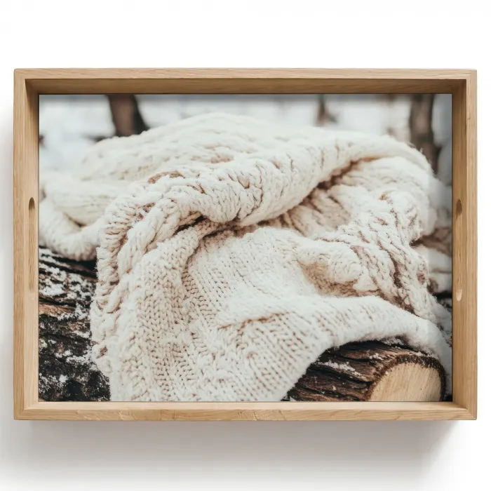 Deken - Wit - Boomstronk - Winter - Sneeuw Dienblad Rechthoek middel -z3d_shopping