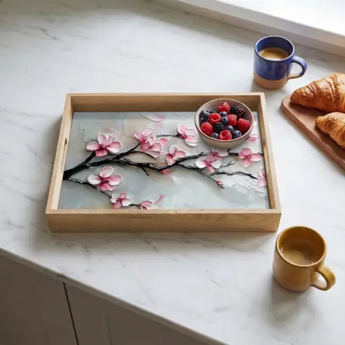 Bloesem - Kunstzinnig - Roze - Sakura Dienblad Rechthoek middel -sfeer2