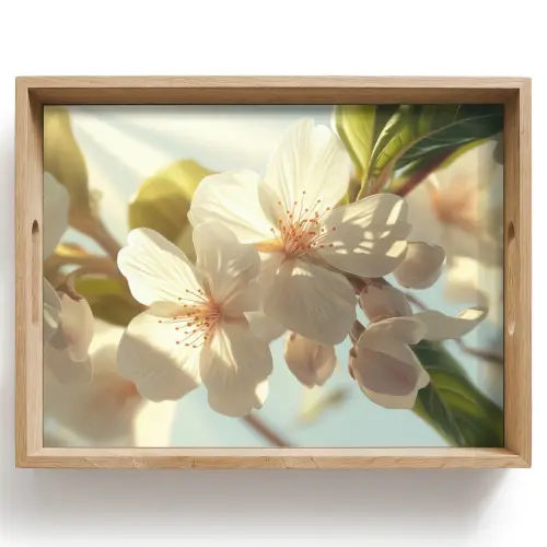 Bloesems - Wit - Zonnestralen - Bloemblaadjes Dienblad Rechthoek middel -z3d_shopping