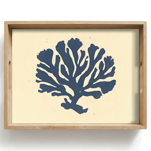 Blauw koraal - Vertakkingen - Beige Dienblad Rechthoek middel -z3d_shopping