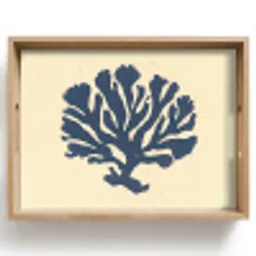 Blauw koraal - Vertakkingen - Beige Dienblad Rechthoek middel -z3d_shopping