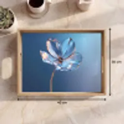 Blauw - Bloem - Glazen - Sierlijk Dienblad Rechthoek middel -USP_Formaat