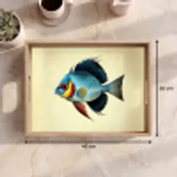 Blauw - Kieuwen - Vis - Illustratie Dienblad Rechthoek middel -USP_Formaat