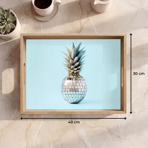 Blauw - Ananas - Disco - Discobal Dienblad Rechthoek middel -USP_Formaat