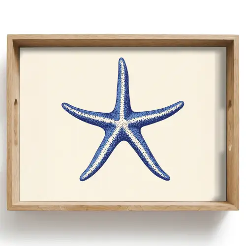 Blauwe zeester - Minimalistisch - Beige Dienblad Rechthoek middel -z3d_shopping