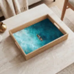 Bootje - Water - Blauw Dienblad Rechthoek middel -sfeer1