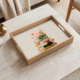 Boeken - Stapel - Bloemen - Kleurrijk Dienblad Rechthoek middel -sfeer1