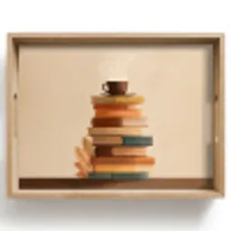 Boeken - Toren - Koffie - Beige Dienblad Rechthoek middel -z3d_shopping