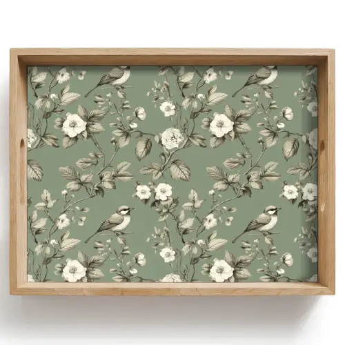 Botanisch - Vogels - Groen Dienblad Rechthoek middel 911 -z3d_shopping