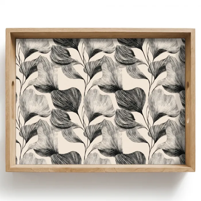 Botanisch - Bladeren - Zwart Dienblad Rechthoek middel 911 -z3d_shopping