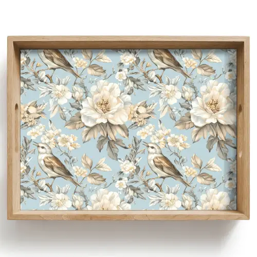 Botanisch - Zangvogel - Blauw Dienblad Rechthoek middel 911 -z3d_shopping