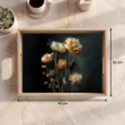 Boeket - Bloemen - Licht - Zwart Dienblad Rechthoek middel -USP_Formaat