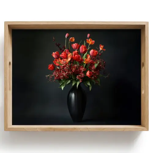 Boeket - Tulpen - Vaas - Rood Dienblad Rechthoek middel -z3d_shopping