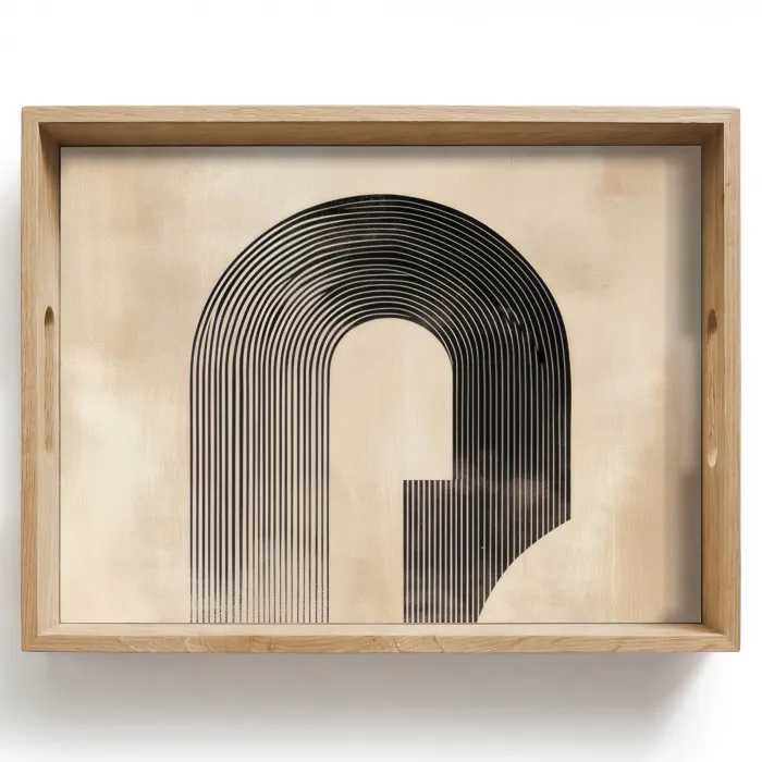 Boog - Strepen - Minimalistisch - Zwart Dienblad Rechthoek middel -z3d_shopping