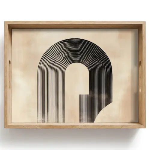 Boog - Strepen - Minimalistisch - Zwart Dienblad Rechthoek middel -z3d_shopping