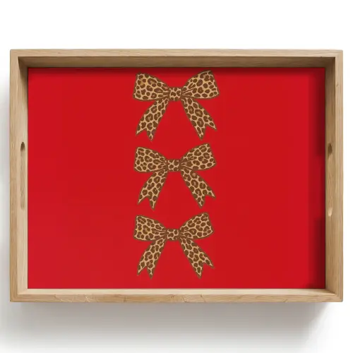 Strikken - Panterprint - Rood Dienblad Rechthoek middel -z3d_shopping