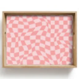 Hokjes patroon - Roze - Golvende lijnen Dienblad Rechthoek middel -z3d_shopping