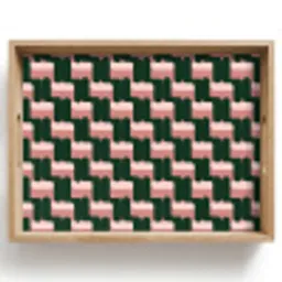 Vlechtpatroon - Groen - Roze - Geometrisch Dienblad Rechthoek middel 911 -z3d_shopping