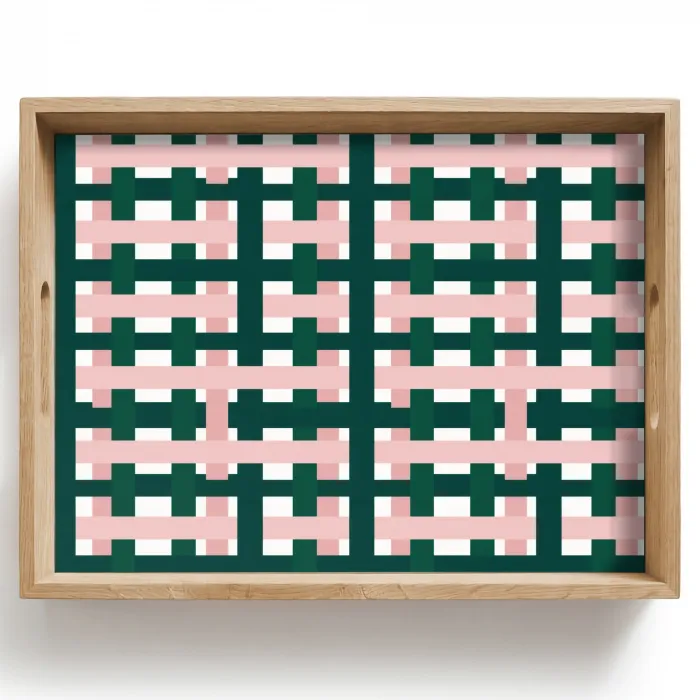 Vlechtpatroon - Groen - Roze - Grafisch Dienblad Rechthoek middel 911 -z3d_shopping