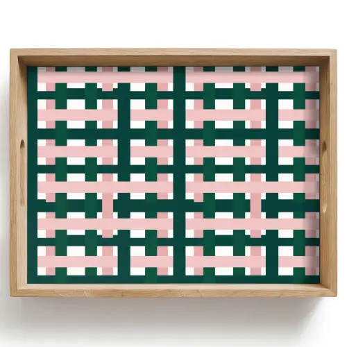 Vlechtpatroon - Groen - Roze - Grafisch Dienblad Rechthoek middel 911 -z3d_shopping