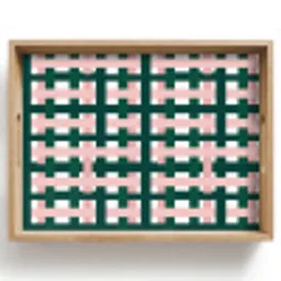 Vlechtpatroon - Groen - Roze - Grafisch Dienblad Rechthoek middel 911 -z3d_shopping
