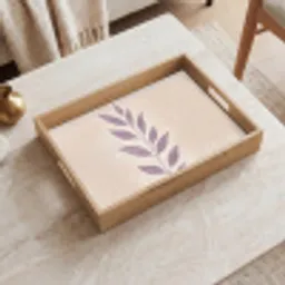 Tak - Bladeren - Minimalistisch - Beige Dienblad Rechthoek middel -sfeer1