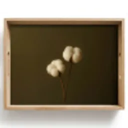 Takken - Katoen - Wit - Bollen Dienblad Rechthoek middel -z3d_shopping