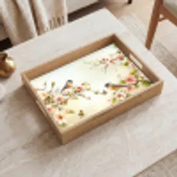 Takken - Bloemen - Vogeltjes - Roze Dienblad Rechthoek middel -sfeer1