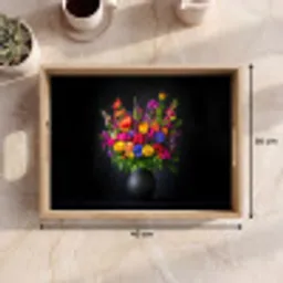 Felgekleurd - Bloemen - Vaas Dienblad Rechthoek middel -USP_Formaat
