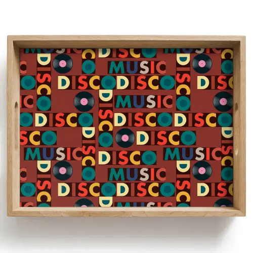 Bruin - Retro - Disco - Patroon Dienblad Rechthoek middel 911 -z3d_shopping