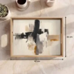 Penseelstreken - Ruw - Abstract - Beige Dienblad Rechthoek middel -USP_Formaat