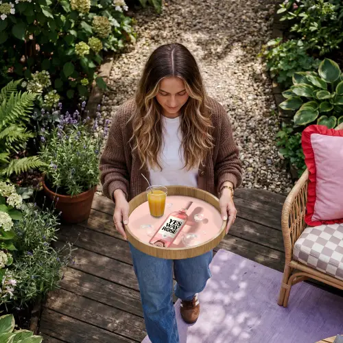 Bubbels - Rosé - Roze Dienblad Rond middel -sfeer5