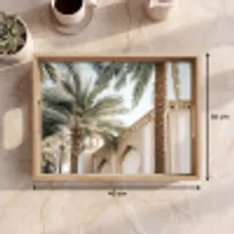Gebouw - Palmbomen - Beige - Zon Dienblad Rechthoek middel -USP_Formaat