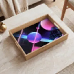Bollen - Neon - Lijnen - Roze Dienblad Rechthoek middel -sfeer1