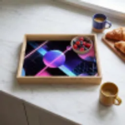 Bollen - Neon - Lijnen - Roze Dienblad Rechthoek middel -sfeer2