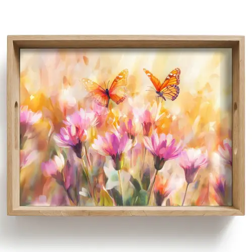 Vlinders - Oranje - Bloemen Dienblad Rechthoek middel -z3d_shopping