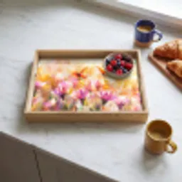 Vlinders - Oranje - Bloemen Dienblad Rechthoek middel -sfeer2