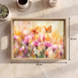 Vlinders - Oranje - Bloemen Dienblad Rechthoek middel -USP_Formaat