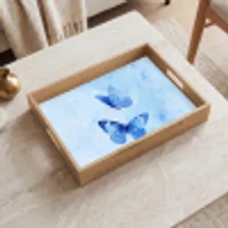 Vlinders - Sierlijk - Blauw Dienblad Rechthoek middel -sfeer1