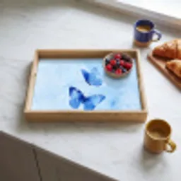 Vlinders - Sierlijk - Blauw Dienblad Rechthoek middel -sfeer2