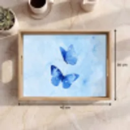 Vlinders - Sierlijk - Blauw Dienblad Rechthoek middel -USP_Formaat