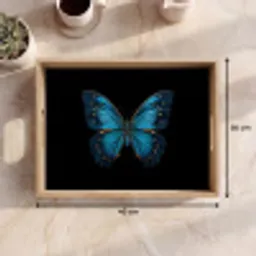 Vlinder - Blauw - Contrast Dienblad Rechthoek middel -USP_Formaat
