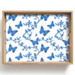 Vlinder - Bloemen - Blauw Dienblad Rechthoek middel 911 -z3d_shopping