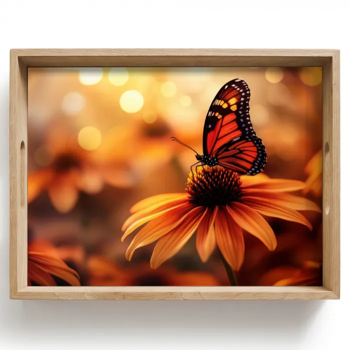 Vlinder - Bloemen - Oranje Dienblad Rechthoek middel -z3d_shopping